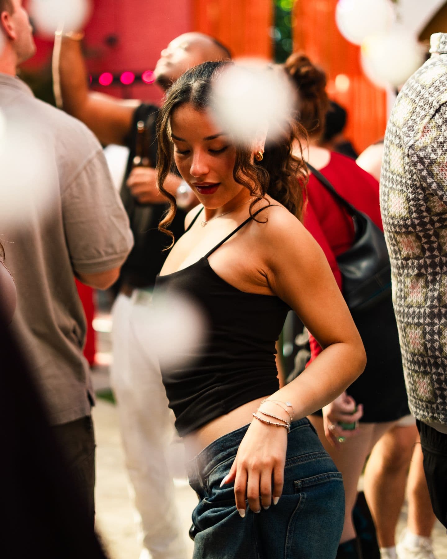 A dancer surrounded by bubbles