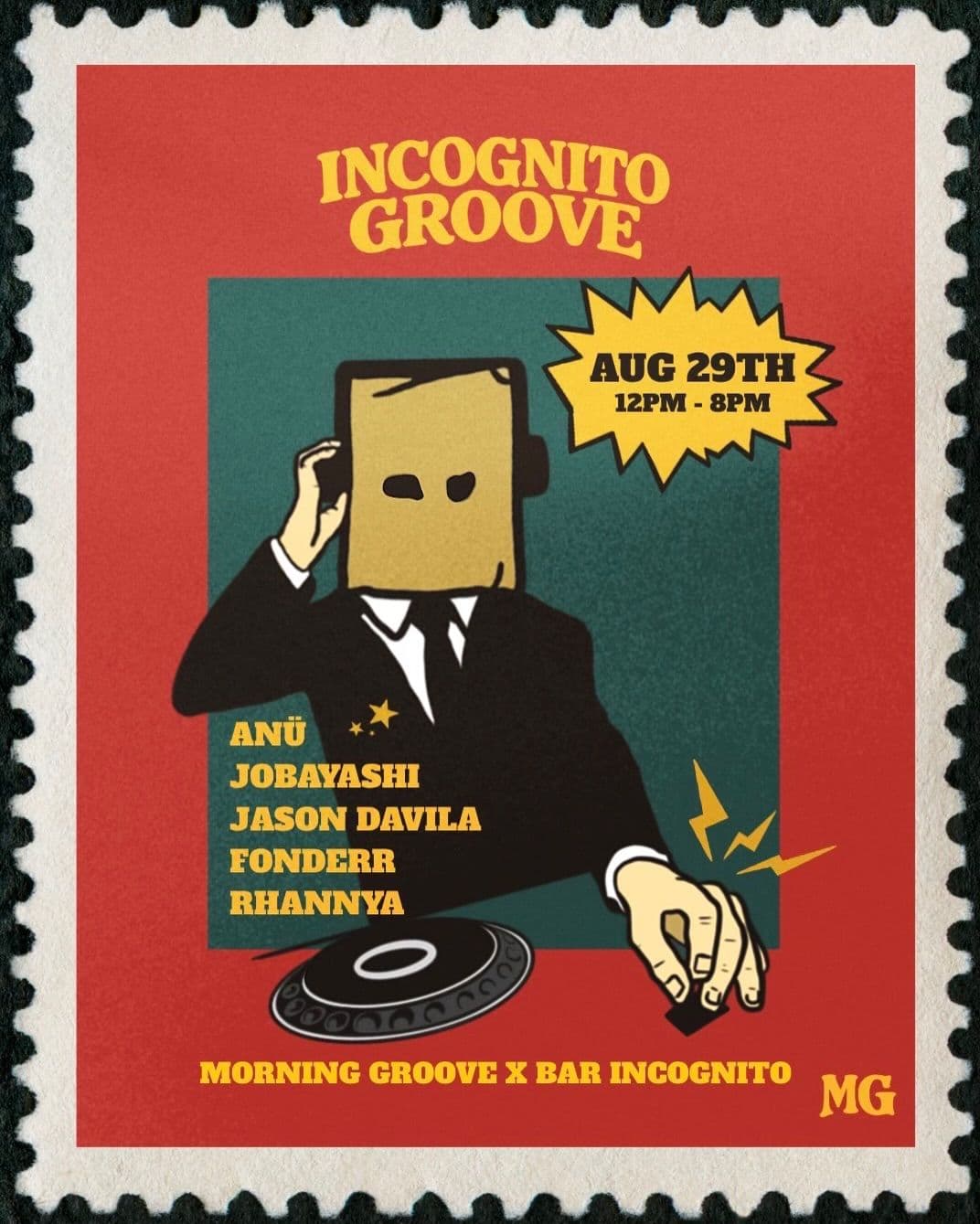 Incognito Groove poster, Aug 29